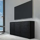 Berlin 337 64" Low Profile Wall Cabinet TV Stand in Textured Wenge with Black Top