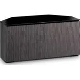 Seattle 221CR 44" Corner TV Stand in Gray Oak & Black Glass