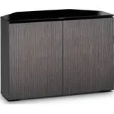 Seattle 323CR 44" Corner TV Stand in Gray Oak & Black Glass