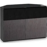 Seattle 329CR 44" Corner TV Stand in Gray Oak & Black Glass