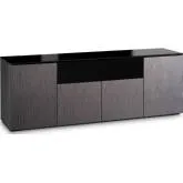 Seattle 345 85" TV Stand in Gray Oak & Black Glass