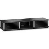 Synergy 131 Triple Width 65" AV Cabinet TV Stand in Black Oak, Glass Doors & Aluminum Frame
