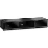 Synergy 131 Triple Width 65" AV Cabinet TV Stand in Black Oak, Glass Doors & Black Frame