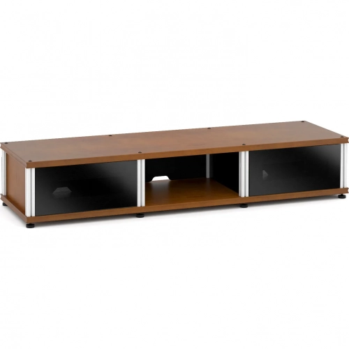 Synergy 131 Triple Width 65" AV Cabinet TV Stand in Cherry, Glass Doors & Aluminum Frame