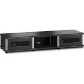 Synergy 132 Triple Width 65" AV Cabinet TV Stand in Black Oak, Mesh Doors & Aluminum Frame