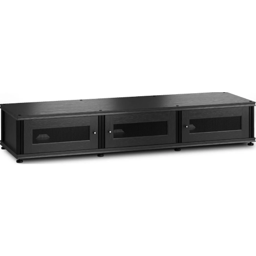 Synergy 133 Triple Width 65" AV Cabinet TV Stand in Black Oak, Mesh Doors & Black Frame