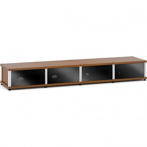 Synergy 141 Quad Width 87" AV Cabinet TV Stand in Cherry, Glass Doors & Aluminum Frame