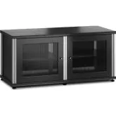 Synergy 221 Double Width 44" AV Cabinet TV Stand in Black Oak, Mesh Doors & Aluminum Frame
