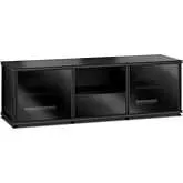 Synergy 236 Triple Width 65" AV Cabinet TV Stand in Black Oak, Glass Doors & Black Frame