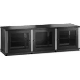 Synergy 237 Triple Width 65" AV Cabinet TV Stand in Black Oak, Mesh Doors & Aluminum Frame
