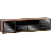 Synergy 243 Quad Width 87" AV Cabinet TV Stand in Cherry, Glass Doors & Black Frame