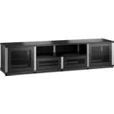 Synergy 245 Quad Width 87" AV Cabinet TV Stand in Black Oak, Mesh Doors & Aluminum Frame