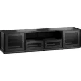 Synergy 245 Quad Width 87" AV Cabinet TV Stand in Black Oak, Mesh Doors & Black Frame
