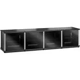 Synergy 247 Quad Width 87" AV Cabinet TV Stand in Black Oak, Glass Doors & Aluminum Frame