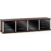 Synergy 247 Quad Width 87" AV Cabinet TV Stand in Walnut, Glass Doors & Aluminum Frame