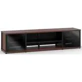 Synergy 248 Quad Width 87" AV Cabinet TV Stand in Walnut, Glass Doors & Black Frame
