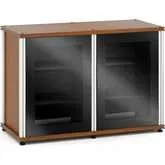Synergy 323 Double Width 44" AV Cabinet TV Stand in Cherry, Glass Doors & Aluminum Frame