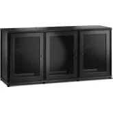 Synergy 337 Triple Width 65" AV Cabinet TV Stand in Black Oak, Mesh Doors & Black Frame