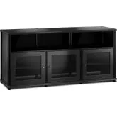 Synergy 339 Triple Width 65" AV Cabinet TV Stand in Black Oak, Mesh Doors & Black Frame