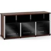 Synergy 339 Triple Width 65" AV Cabinet TV Stand in Walnut, Glass Doors & Aluminum Frame