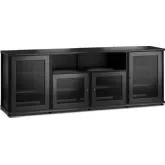 Synergy 345 Quad Width 87" AV Cabinet TV Stand in Black Oak, Mesh Doors & Black Frame