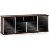Synergy 345 Quad Width 87" AV Cabinet TV Stand in Walnut, Glass Doors & Aluminum Frame