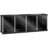Synergy 347 Quad Width 87" AV Cabinet TV Stand in Black Oak, Glass Doors & Aluminum Frame