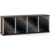Synergy 347 Quad Width 87" AV Cabinet TV Stand in Walnut, Glass Doors & Aluminum Frame
