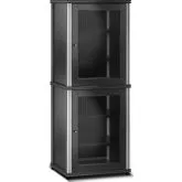 Synergy 603 60" Tall AV Cabinet Audio Rack in Black Oak, Mesh Doors & Aluminum Frame