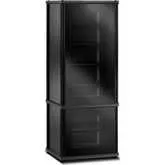 Synergy 603 60" Tall AV Cabinet Audio Rack in Black Oak, Glass Doors & Black Frame