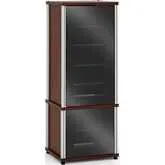 Synergy 603 60" Tall AV Cabinet Audio Rack in Walnut, Glass Doors & Aluminum Frame