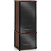 Synergy 603 60" Tall AV Cabinet Audio Rack in Walnut, Glass Doors & Black Frame