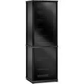 Synergy 703 70" Tall AV Cabinet Audio Rack in Black Oak, Glass Doors & Black Frame