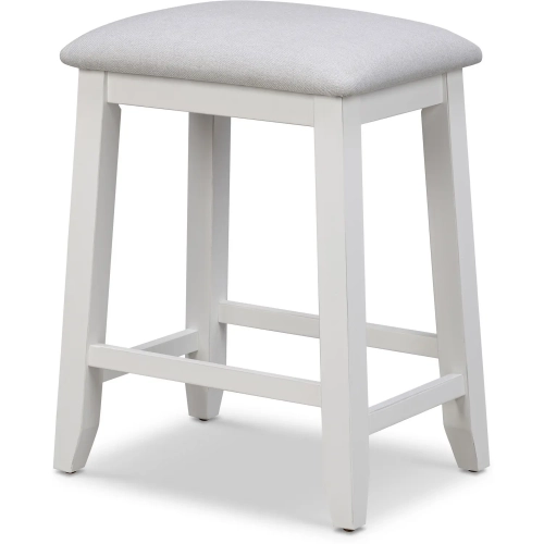 Islamorada 24" Backless Counter Stool in White Wood & Grey Performance Fabric