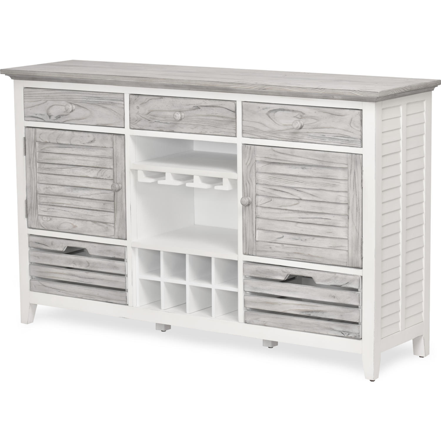 Sea Winds B23327-DAPGREY Islamorada Sideboard with Wine Rack in