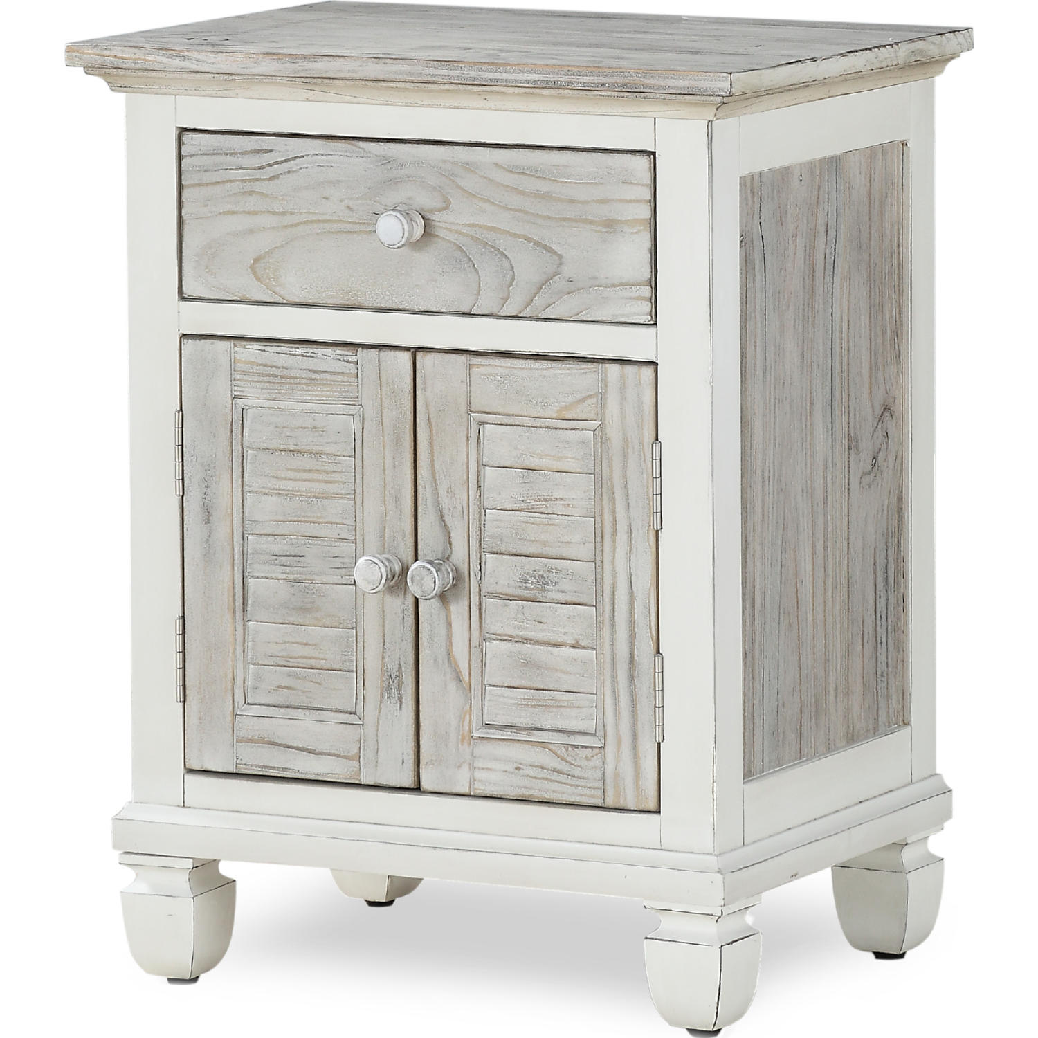 Sea Winds B23332DAPGREY Islamorada 1 Drawer 2 Door Nightstand in Distressed Gray & White
