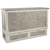 Islamorada Queen Murphy Bed Cabinet w/ Memory Foam Mattress in Distressed Grey Wood