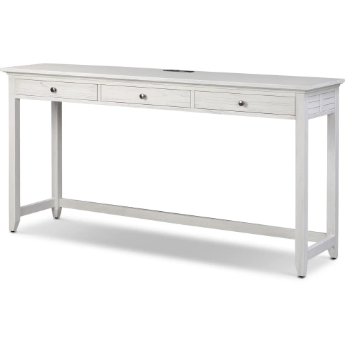 Surfside 3 Drawer Console with Power & USB in Weathered White Wood