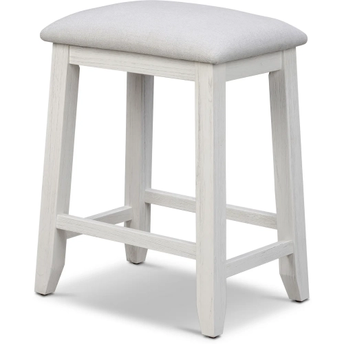 Surfside 24" Backless Counter Stool in Weathered White Wood & Grey Fabric