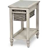 Island Breeze Chair Side Table in Distressed Wood & Glass