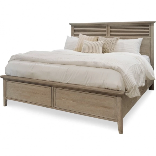 Cape May King Bed in Glazed Driftwood Tan Finish Wood