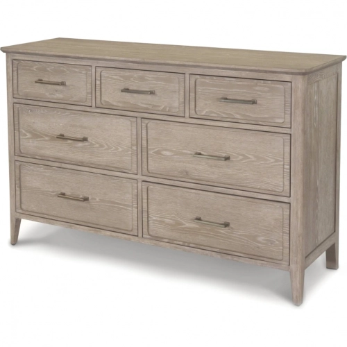 Cape May 7 Drawer Dresser in Glazed Driftwood Tan Finish Wood