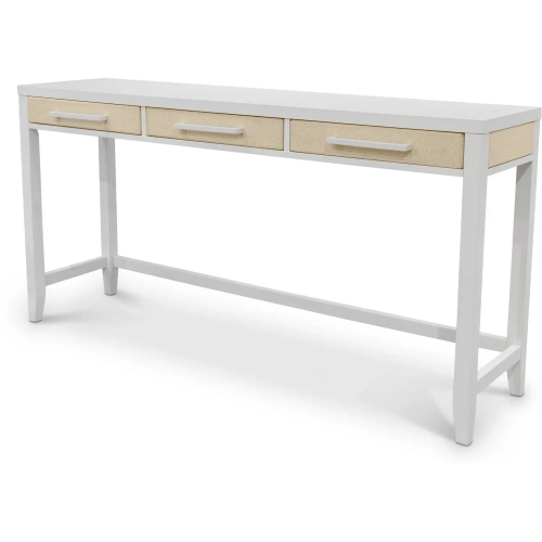 Miramar  Console Table with Power and USB in Sand Weave & White Wood