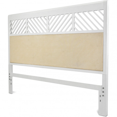 Miramar King Headboard in Sand Weave & White Wood