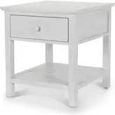 Geneva 1 Drawer End Table in Distressed White Wood