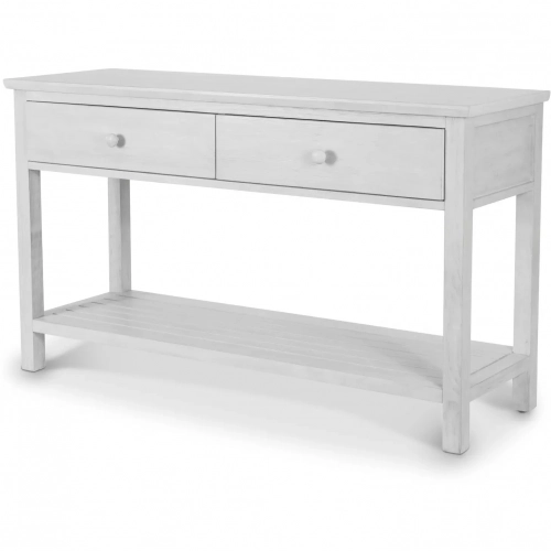 Geneva 2 Drawer Console in Distressed White Wood