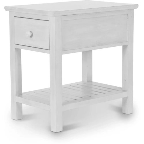 Geneva 1 Drawer Chair Side End Table in Distressed White Wood