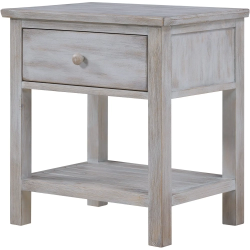 Geneva 1 Drawer Nightstand with USB-A & USB-C Port in Distressed White Wood