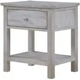 Geneva 1 Drawer Nightstand with USB-A & USB-C Port in Distressed White Wood