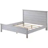 Geneva King Panel Bed in Distressed White Wood